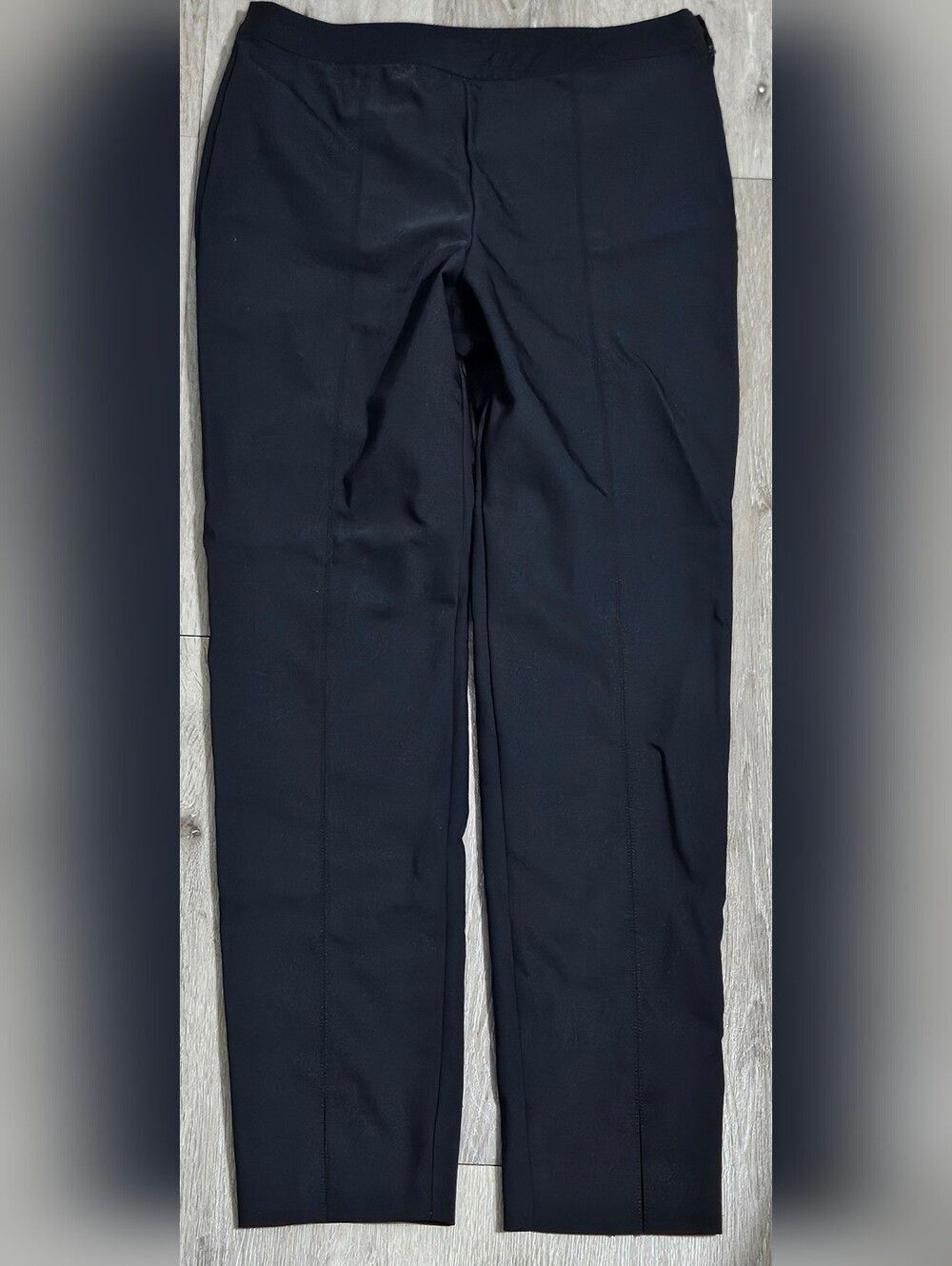 ST JOHN Knit Slim Leg Ankle Slit Pants Sz 6 Black